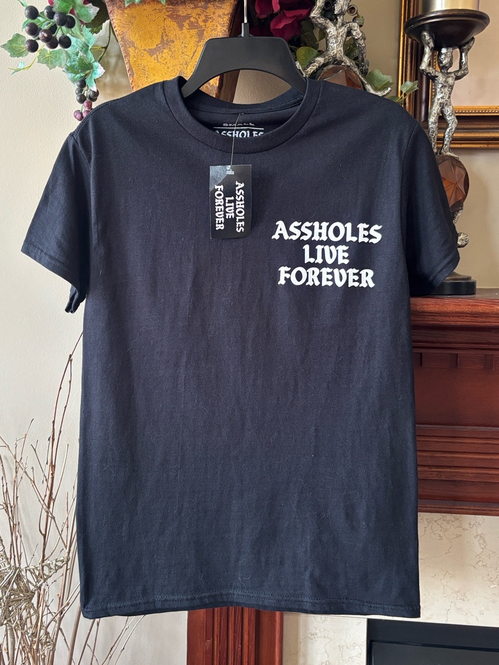NWT Assholes Live Forever Black Graphic Tee Short Sleeve T-Shirt Crewneck Cotton